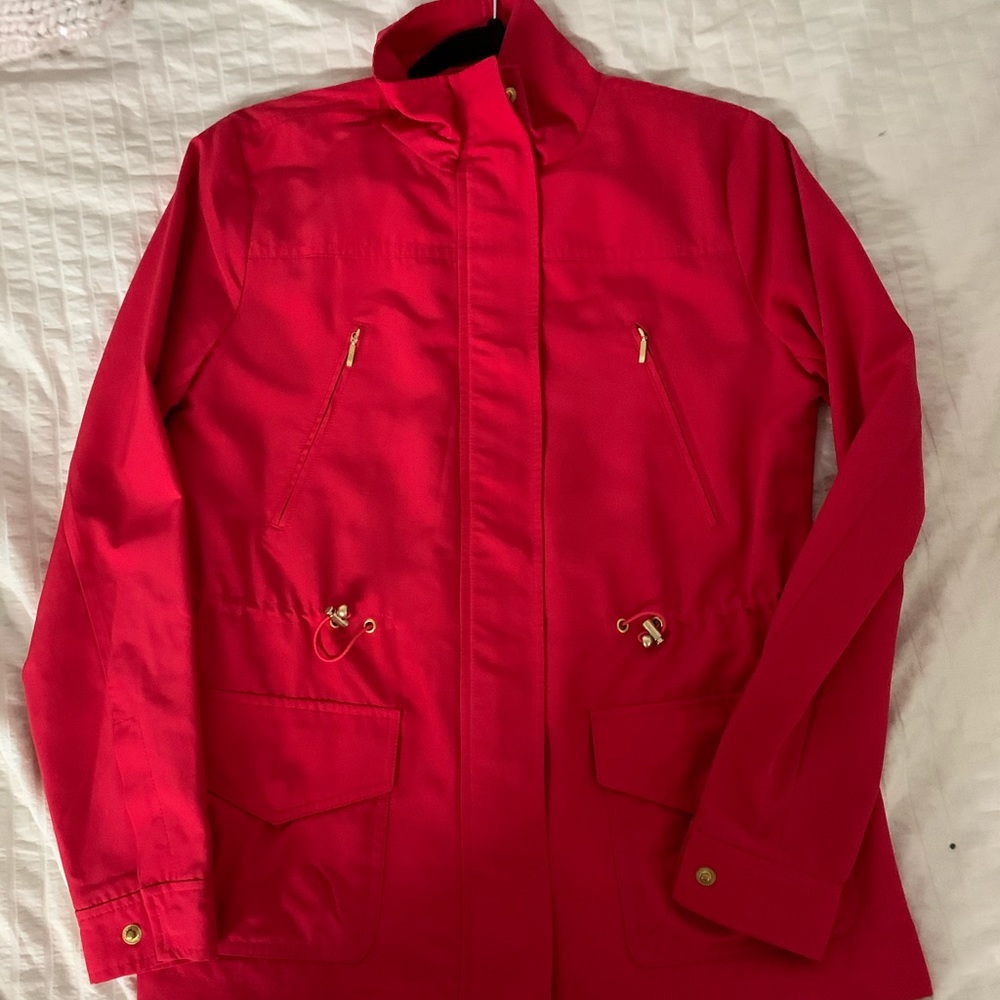 crown and ivy red raincoat